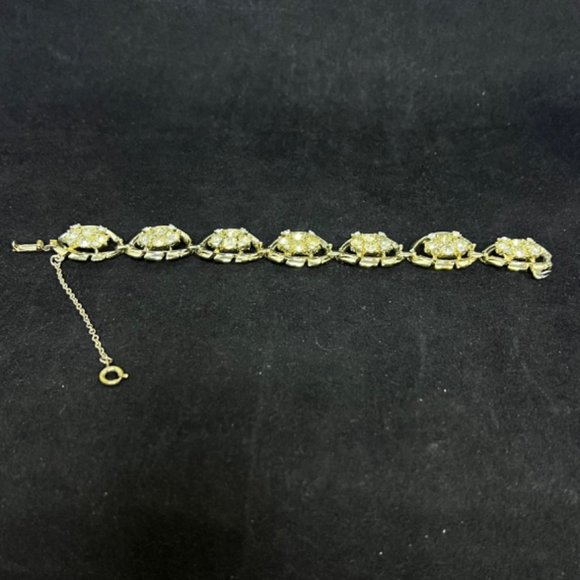 Coro Jewelry - Vintage Coro Gold Tone Clear Rhinestone Bracelet Missing Stone W/Safety (3052)